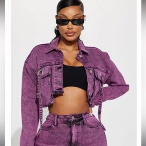 Fashion nova What A Sight Cargo Denim Trucker set